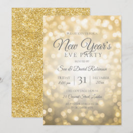 Invitation Parties scintillant d'or Nouvel An Eve Fête Lumièr