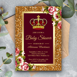 Invitation Parties scintillant d'or Princesse Bourgogne Baby 