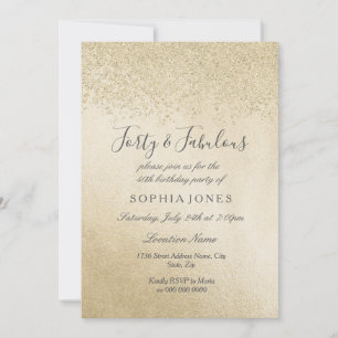 Invitation Parties scintillant d'or Quarante et fabuleux 40e 