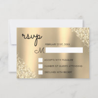 Parties scintillant d'or Quinceanera RSVP