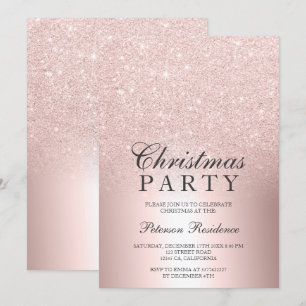 Invitation parties scintillant d'or Rose à l'ombre de papier 