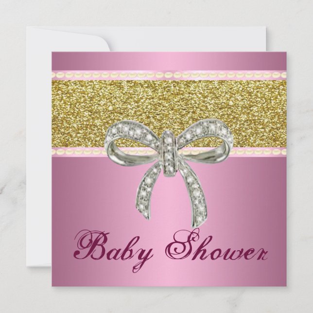 Invitation Parties scintillant d'or rose Baby shower Invitati (Devant)