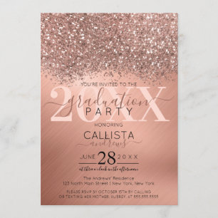 Invitation Parties scintillant d'or rose Confetti Graduation 