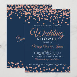 Invitation Parties scintillant d'or rose Confetti Marine Coup
