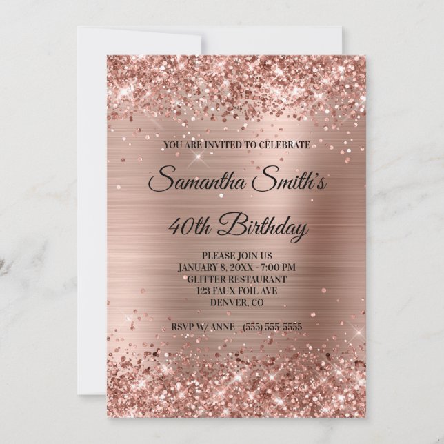 Invitation Parties scintillant d'or rose et brillante huile 4 (Devant)