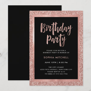 Invitation Parties scintillant d'or Rose Faux Fête d'annive