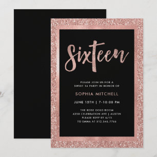 Invitation Parties scintillant d'or Rose Faux   Soirée 16