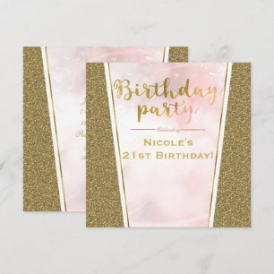 Invitation Parties scintillant d'or rose Glam Sparkle fête d'