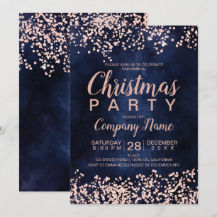 Invitation Parties scintillant d'or rose marine entreprise fê