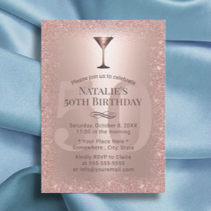 Invitation Parties scintillant d'or Rose moderne 50th Birthda