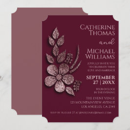 Invitation Parties scintillant d'or Rose moderne et élégant F