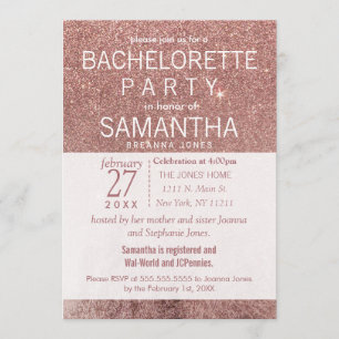 Invitation Parties scintillant d'or Rose moderne Foil Bachelo