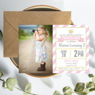 Invitation Parties scintillant d'or rose Princesse Anniversai