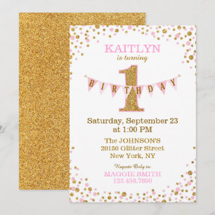 Invitation Parties scintillant d'or rose Sparkle Premier anni