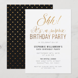 Invitation Parties scintillant d'or Shh ! C'est une fête d'an
