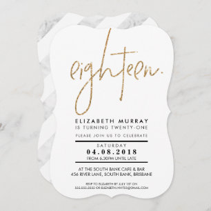 Invitation parties scintillant d'or simple type HAND LOTTERED