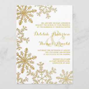 Invitation Parties scintillant d'or Snowflakes Élégant Mariag