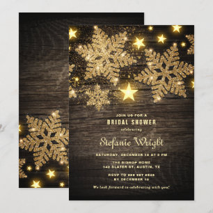 Invitation Parties scintillant d'or Snowflakes Fête des marié