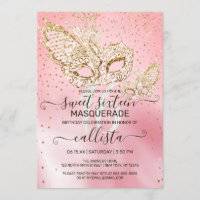 Parties scintillant d'or Soie rose Masquerade Swee