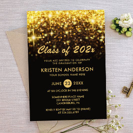 Invitation Parties scintillant d'or sophistiquée Glam Sparkle