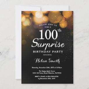 Invitation Parties scintillant d'or Surprise 100e anniversair