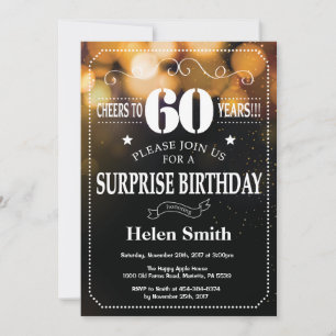 Invitation Parties scintillant d'or Surprise 60e anniversaire