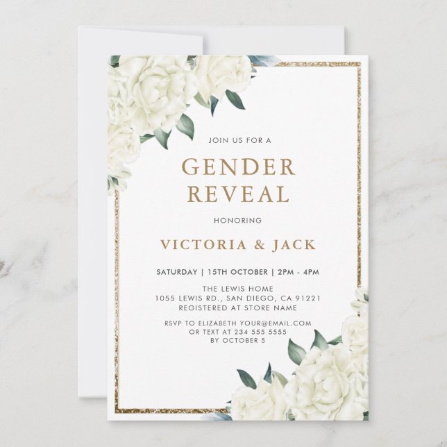 Invitation Parties scintillant d'or Verre Floral Verdure Sexe (Devant)