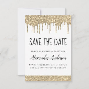 Invitation Parties scintillant dorée blanche étincelle Sweet 
