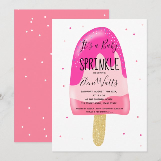 Invitation parties scintillant dorée douche à éclaboussures p (Devant / Derrière)