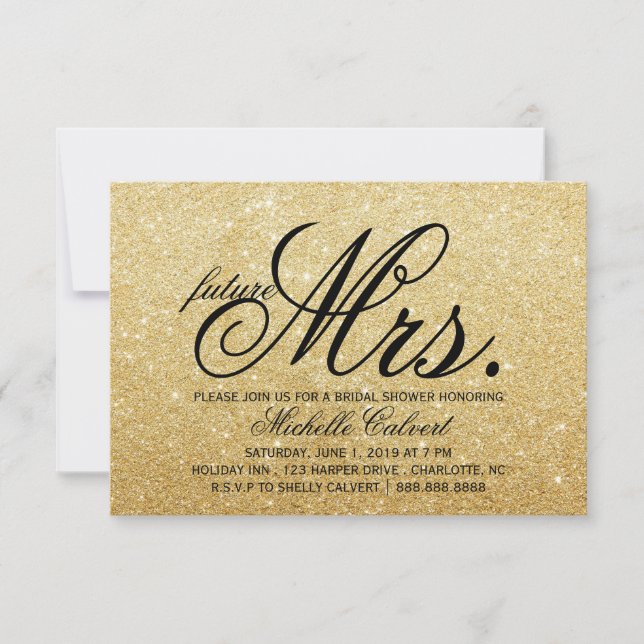 Invitation - Parties scintillant dorée Fête de l'm (Devant)