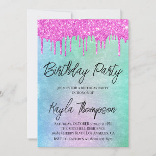 Invitation Parties scintillant Drift Arc-en-ciel Anniversaire