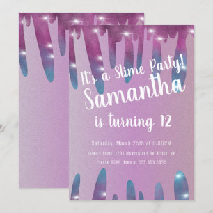 Invitation Parties scintillant Drives Slime Party Birthday Sp