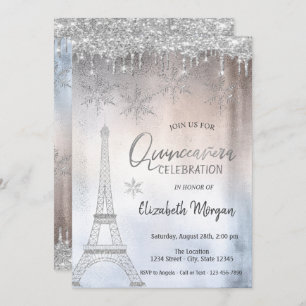 Invitation Parties scintillant Drops Tour Eiffel Flakes Quinc
