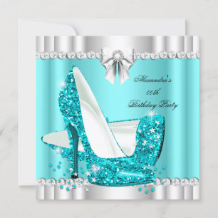 Invitation Parties scintillant élégante Turquoise Blue Glamor