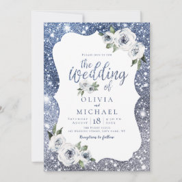 Invitation Parties scintillant en argent bleu étincelant et m