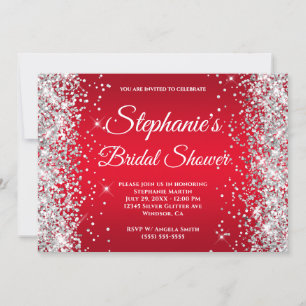 Invitation Parties scintillant en argent brillant rouge Ombre