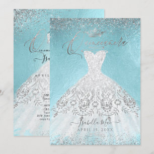 Invitation Parties scintillant en argent de Quinceanera, do-i