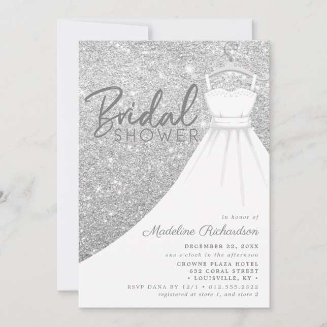 Invitation Parties scintillant en argent Mariage robe Fête de (Devant)