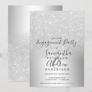 Invitation Parties scintillant en argent ombre fiançailles en