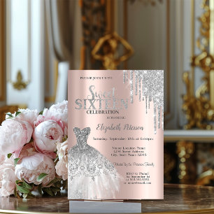 Invitation Parties scintillant en argent, Robe Rose Gold Swee