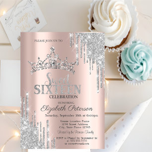 Invitation Parties scintillant en argent Tiara Rose Gold Swee
