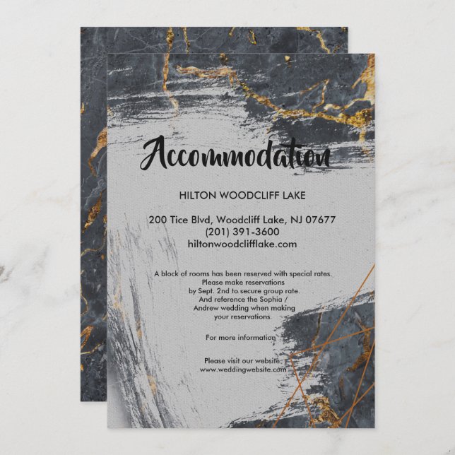 Invitation Parties scintillant en marbre Conception géométriq (Devant / Derrière)