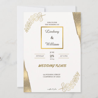 Invitation Parties scintillant en or blanc élégante invitatio