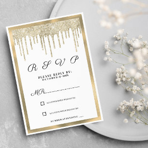 Invitation Parties scintillant en or blanc luxe gouttes RSVP