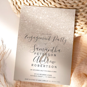 Invitation Parties scintillant en or chic ombre fiançailles e