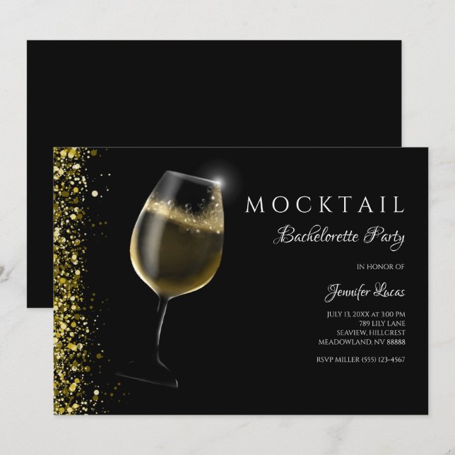Invitation Parties scintillant en or étincelant Bachelorette  (Devant / Derrière)