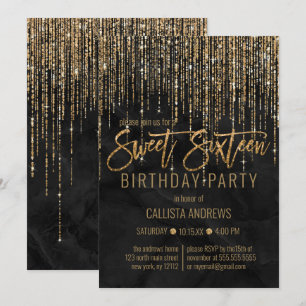 Invitation Parties scintillant en or noir de luxe Pearl Marbl