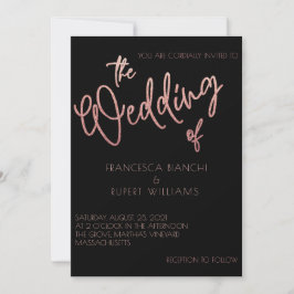 Invitation Parties scintillant en or noir et Rose Mariage Art