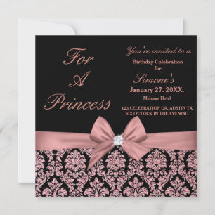 Invitation Parties scintillant en or rose damask 40th Birthda
