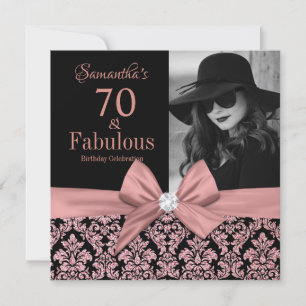 Invitation parties scintillant en or rose damask 70e annivers